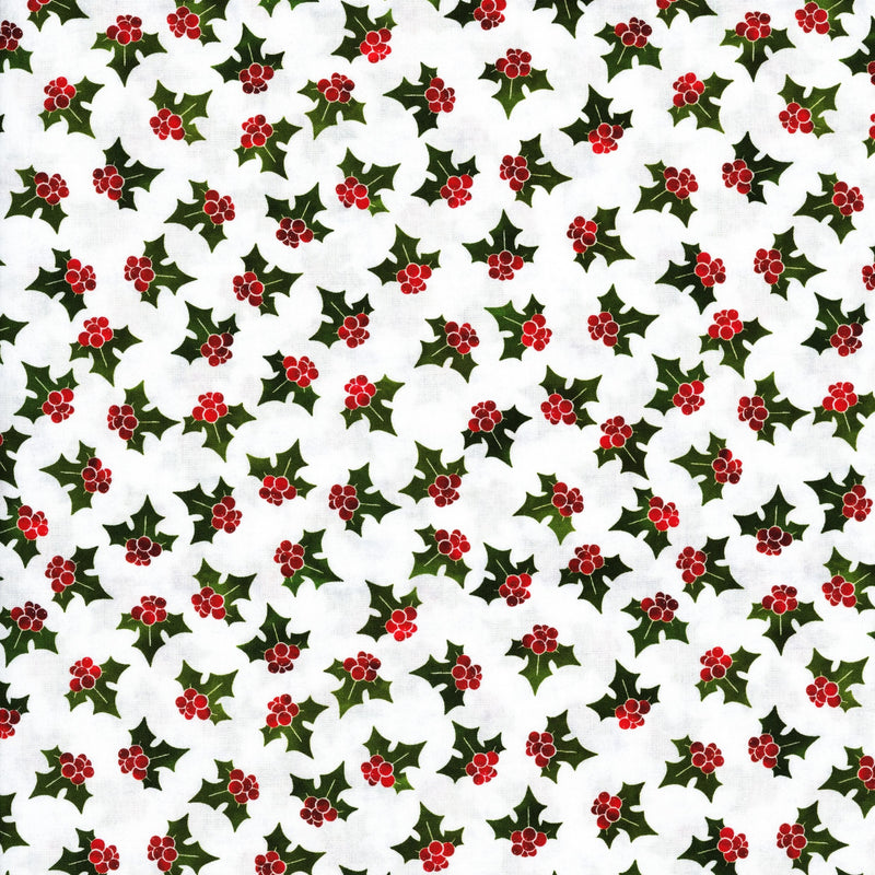 In The Beginning Fabrics New Snow by Jason Yenter - Patchwork and Quilting Fabric from Brown's Craft Shed (Tags: Fabric berries christmas craft festive green holiday Jason Yenter nature patchwork plants quilting red seasonal white )