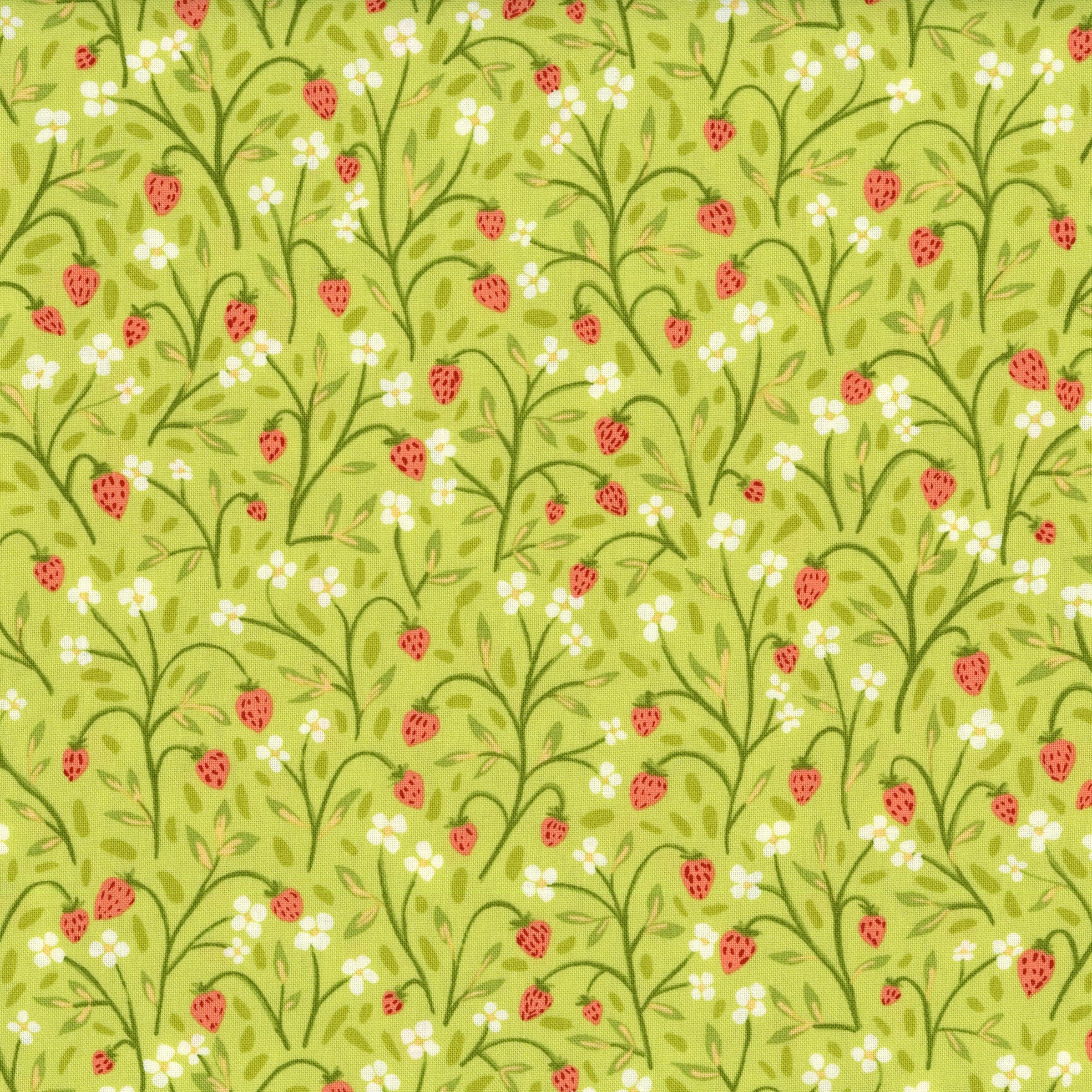 Moda Kindred - Patchwork and Quilting Fabric from Brown's Craft Shed (Tags: Fabric Floral fruit garden green Kindred Moda multi nature Neutral patterns plants playful red strawberries summer )