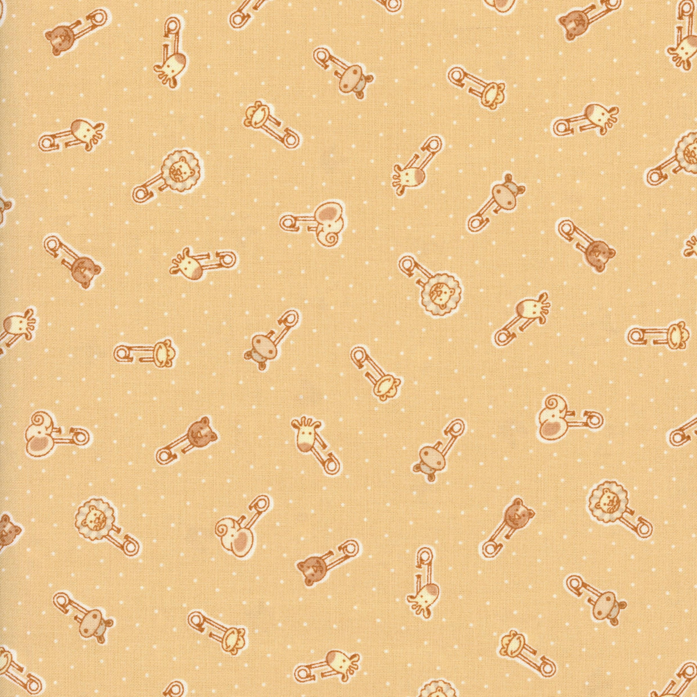 Coral Tree Fabrics - Animal Pins - Patchwork and Quilting Fabric from Brown's Craft Shed (Tags: Fabric animal animals baby Coral Tree Fabrics Neutral novelty nursery playful polka dots safari Yellow )