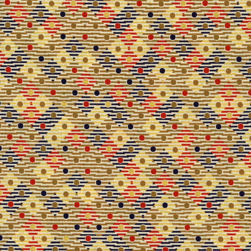 Victorian Textiles Cream - Golden Mosaic Dots - Patchwork and Quilting Fabric from Brown's Craft Shed (Tags: Fabric cream Geometric gold multi patterns Spots Yellow )