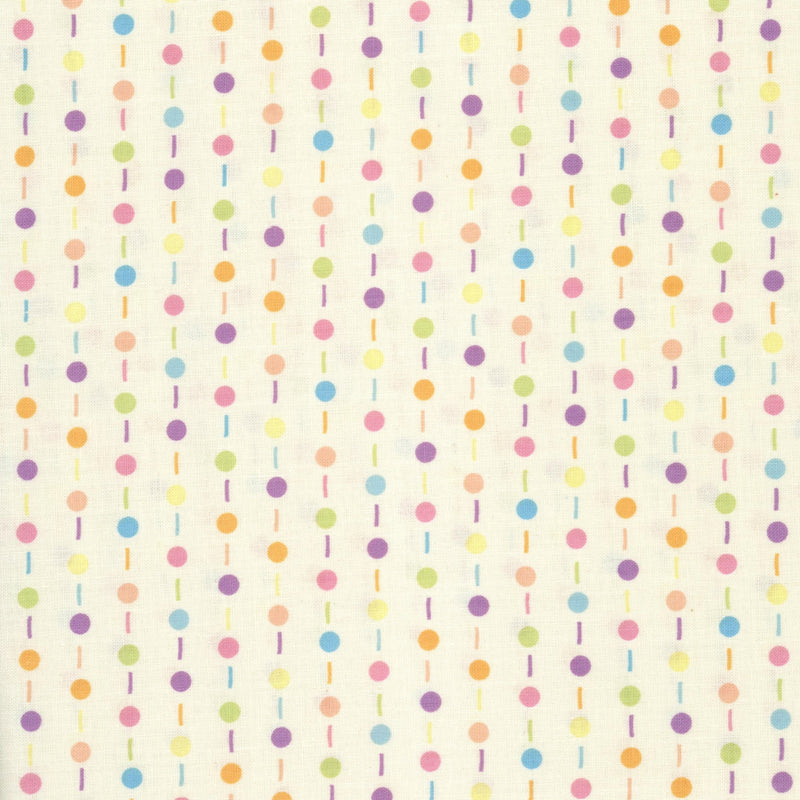 Pastel Confetti Dots - Patchwork and Quilting Fabric from Brown's Craft Shed (Tags: Fabric children multi novelty nursery pastel playful polka dots Spots white )