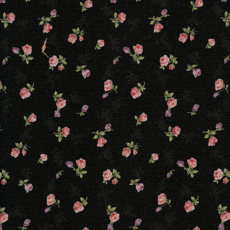 Kennard & Kennard Somerset Midnight Rosebuds - Patchwork and Quilting Fabric from Brown's Craft Shed (Tags: Fabric Black blenders fabric Floral flowers garden pink purple quilting romantic vintage )