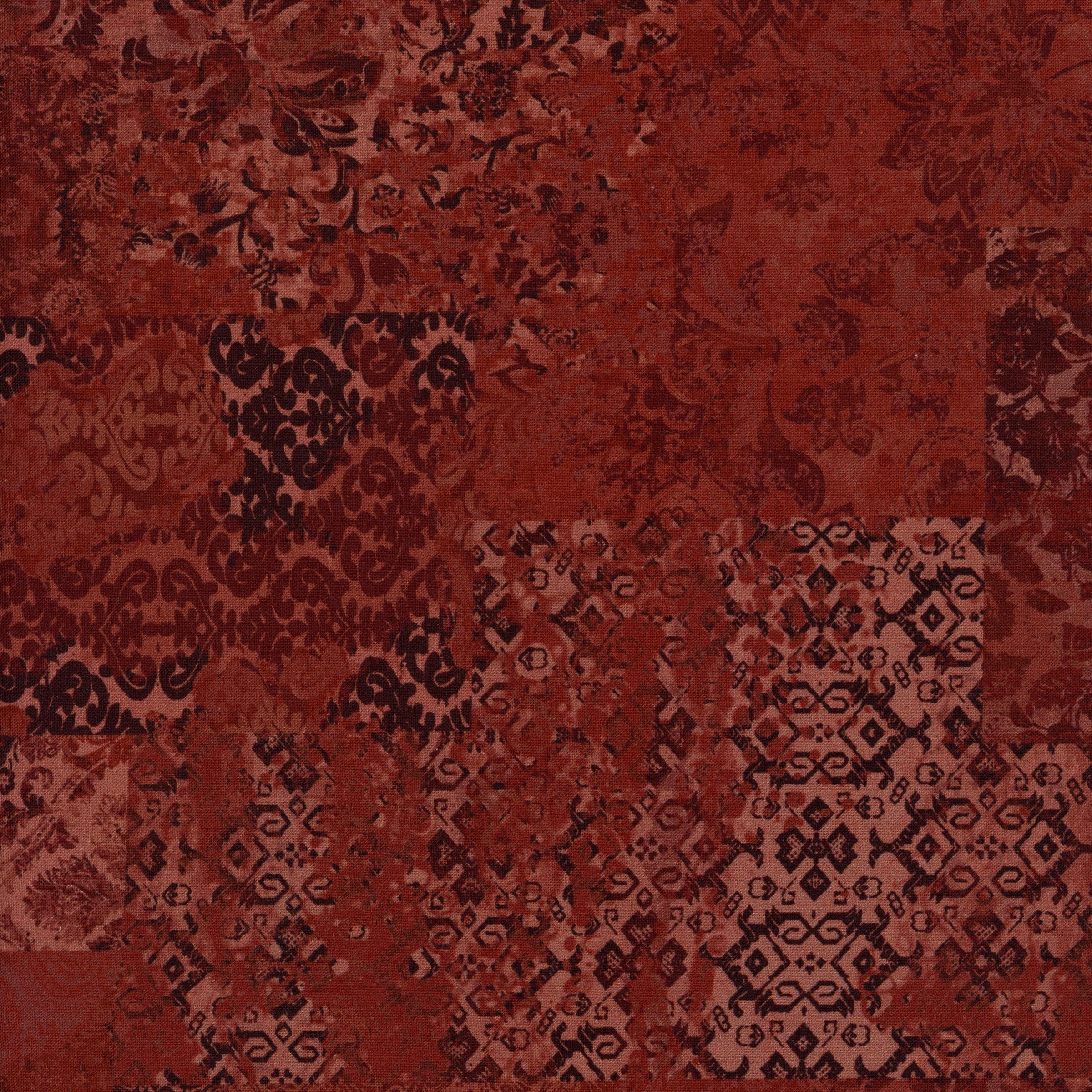 In The Beginning Fabrics - Carpet Bag Romance by Jason Yenter - Patchwork and Quilting Fabric from Brown's Craft Shed (Tags: Fabric blender burgundy Carpet Bag Romance damask Geometric Jason Yenter maroon moody ornate patchwork red textures vintage )