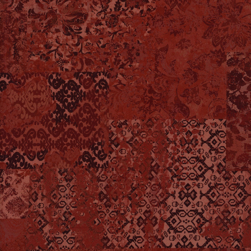 In The Beginning Fabrics - Carpet Bag Romance by Jason Yenter - Patchwork and Quilting Fabric from Brown's Craft Shed (Tags: Fabric blender burgundy Carpet Bag Romance damask Geometric Jason Yenter maroon moody ornate patchwork red textures vintage )