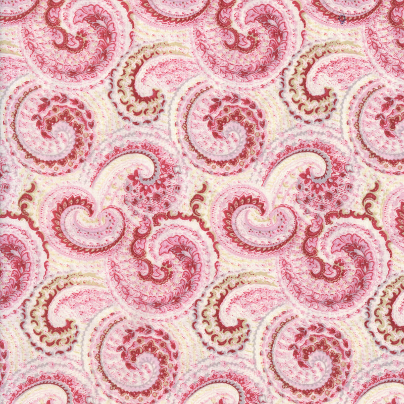 Clothworks French Roses (Pink) - Patchwork and Quilting Fabric from Brown's Craft Shed (Tags: Fabric Clothworks cotton cream feminine Floral French Roses paisley patchwork patterns pink quilting romantic rose Rose Paisley Swirl timeless )