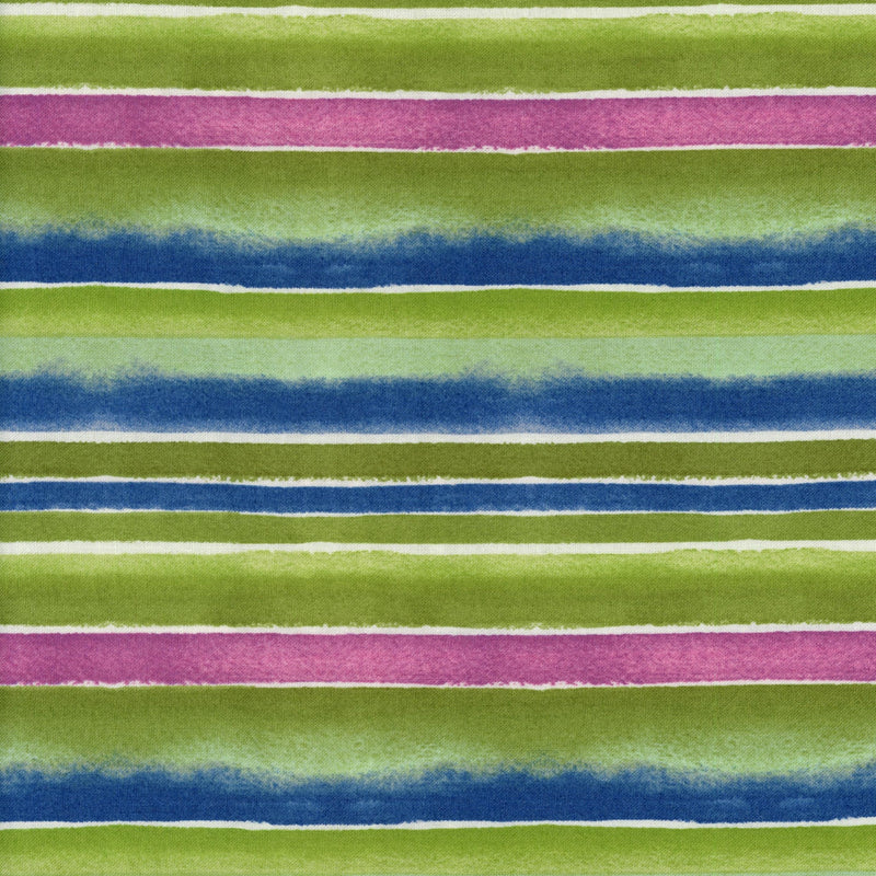 Free Spirit Fabrics Artichoke Garden Green Stripes by Corinne Haig - Patchwork and Quilting Fabric from Brown's Craft Shed (Tags: Fabric blue garden green lines multi patterns pink summer textures watercolour )