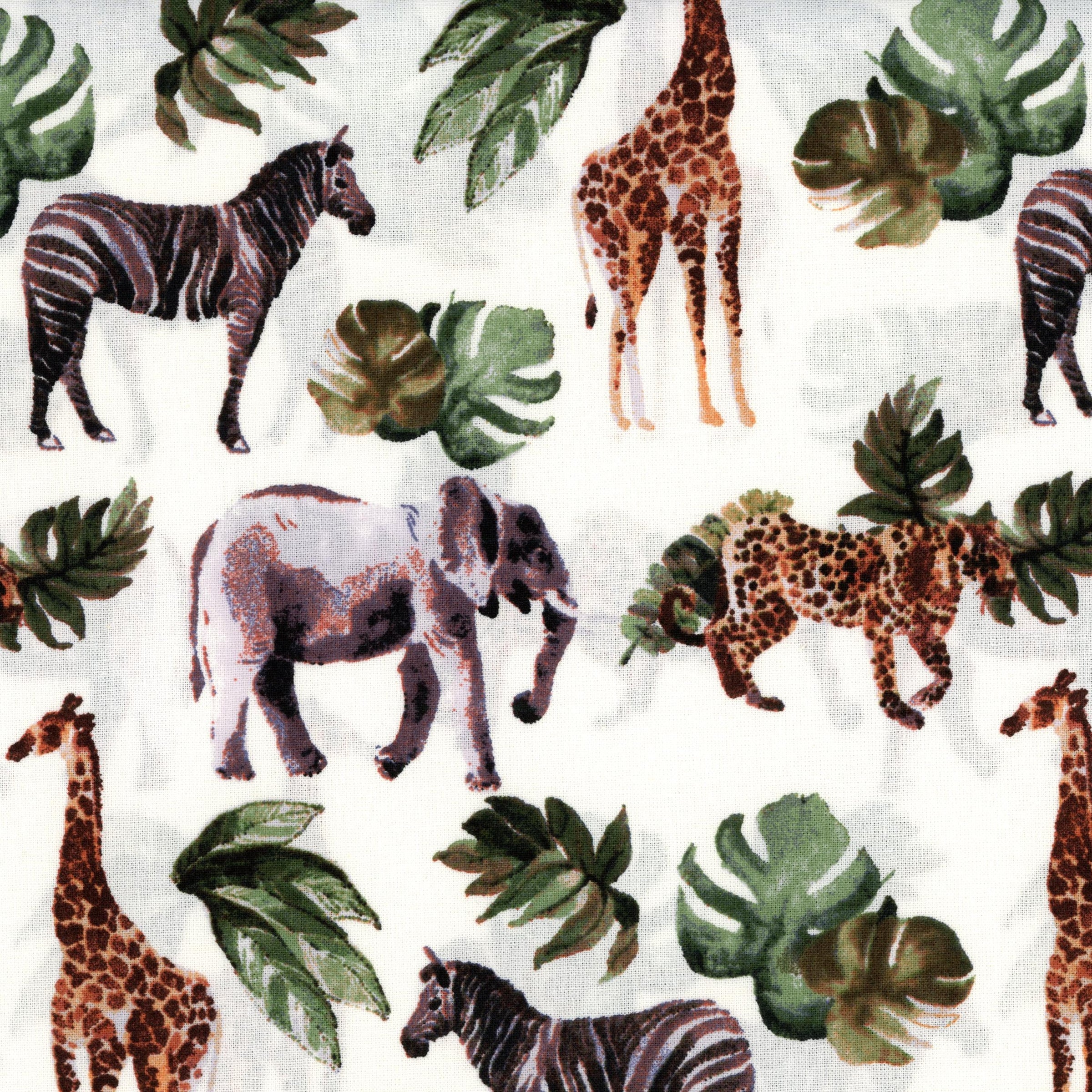 Joann Fabrics - Magic Moon - Patchwork and Quilting Fabric from Brown's Craft Shed (Tags: Fabric animal animals children cream elephant giraffe green Joann Fabrics jungle leopard Magic Moon safari wildlife zebra )