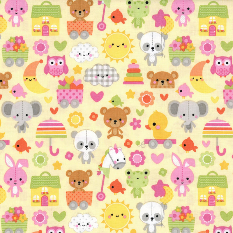 Riley Blake Designs Bundle of Joy Yellow - Patchwork and Quilting Fabric from Brown's Craft Shed (Tags: Fabric animals baby bears Bundle of Joy bunnies children cute elephants hearts novelty nursery pastel playful Riley Blake Designs soft toys sunshine whimsical )