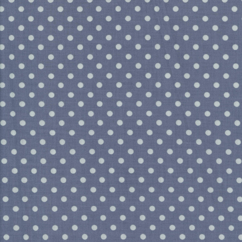Lloyd Curzon Aubrey & Paisley - Dusky Denim Dots - Patchwork and Quilting Fabric from Brown's Craft Shed (Tags: Fabric apparel basics blender blue children Lloyd Curzon patchwork polka dots quilting Spots vintage )