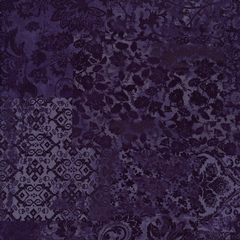 In The Beginning Fabrics - Carpet Bag Romance by Jason Yenter - Patchwork and Quilting Fabric from Brown's Craft Shed (Tags: Fabric aubergine blender Carpet Bag Romance damask Geometric Jason Yenter moody ornate patchwork purple textures vintage )