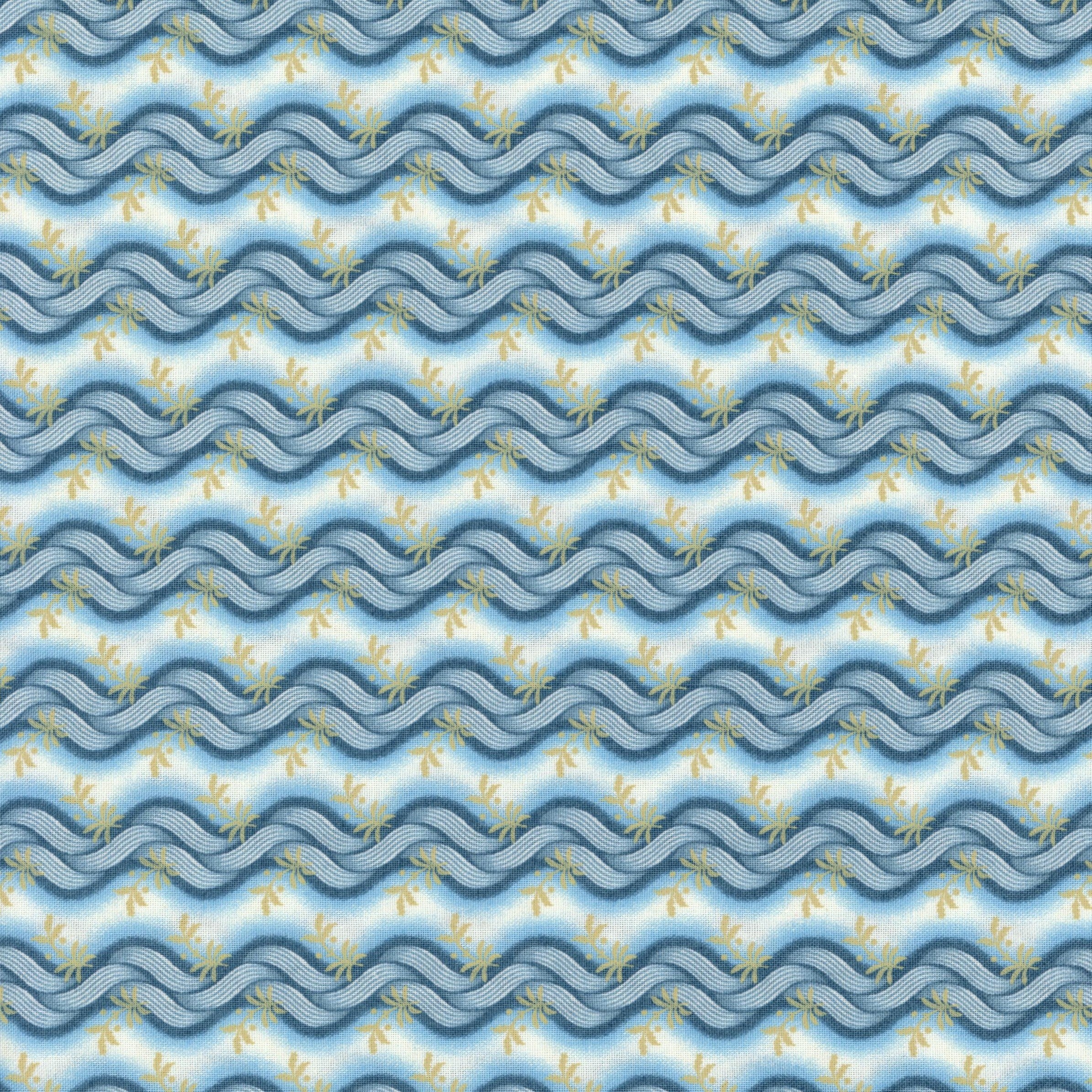 Maywood Studio - American Beauty by Robyn Randolph Saxty - Patchwork and Quilting Fabric from Brown's Craft Shed (Tags: Fabric American Beauty blender blue coastal Floral flowers gold lines Maywood Studio nature Robyn Randolph Saxty textures water waves )