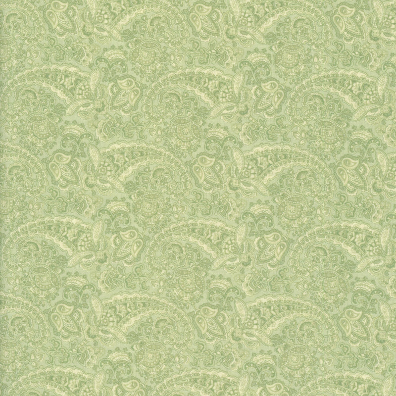 Clothworks Paisley Dark Lime - Patchwork and Quilting Fabric from Brown's Craft Shed (Tags: Fabric botanical Clothworks elegant fabric green paisley pastel patchwork patterns quilting traditional vintage )