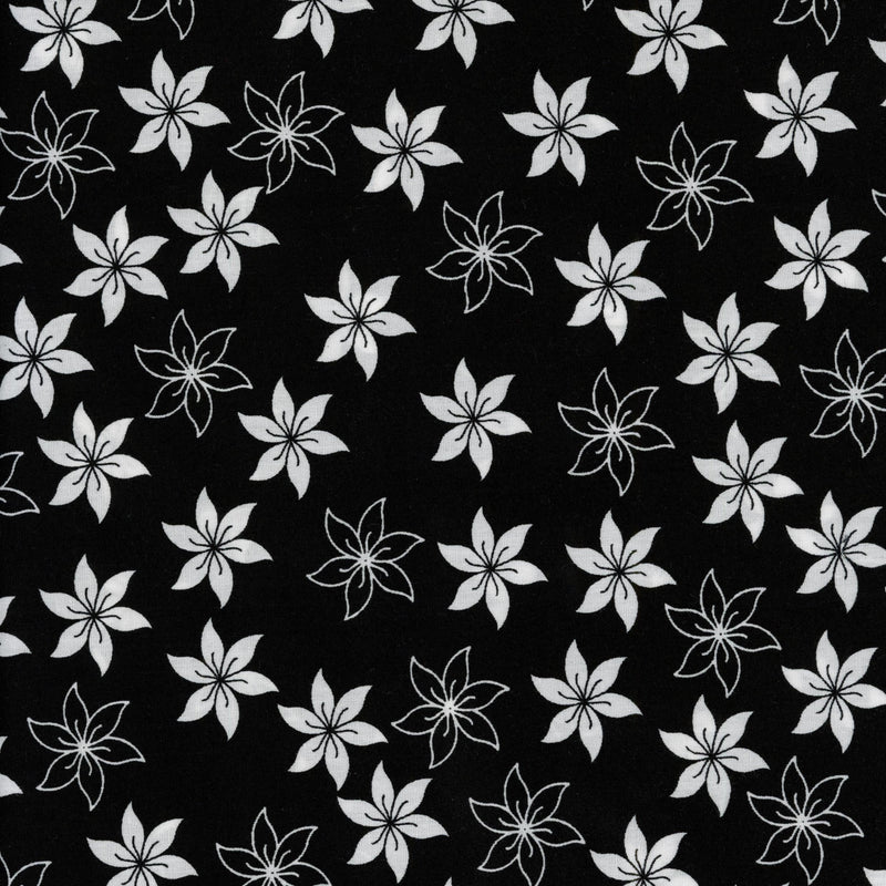 Sullivans International Contrast - Med Flower - Patchwork and Quilting Fabric from Brown's Craft Shed (Tags: Fabric basics Black contrast Floral flowers Neutral patchwork patterns quilting Striking white )
