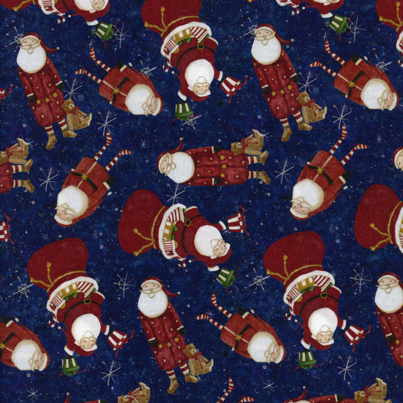 Clothworks Gingerbread Christmas (Light Navy) - Patchwork and Quilting Fabric from Brown's Craft Shed (Tags: Fabric blue Clothworks festive Gingerbread Christmas holiday navy novelty quilting cotton reindeer seasonal toys whimsical )