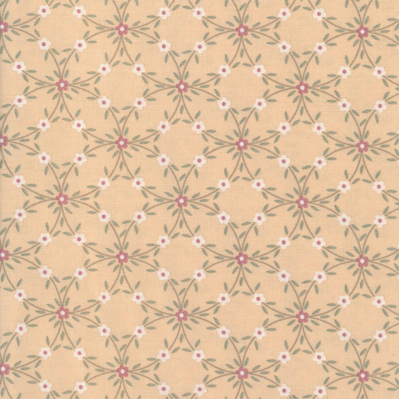 Vero's World by Gutermann - Peach Blossom Trellis - Patchwork and Quilting Fabric from Brown's Craft Shed (Tags: Fabric blenders Floral Neutral pastel patterns pink quilting vines )