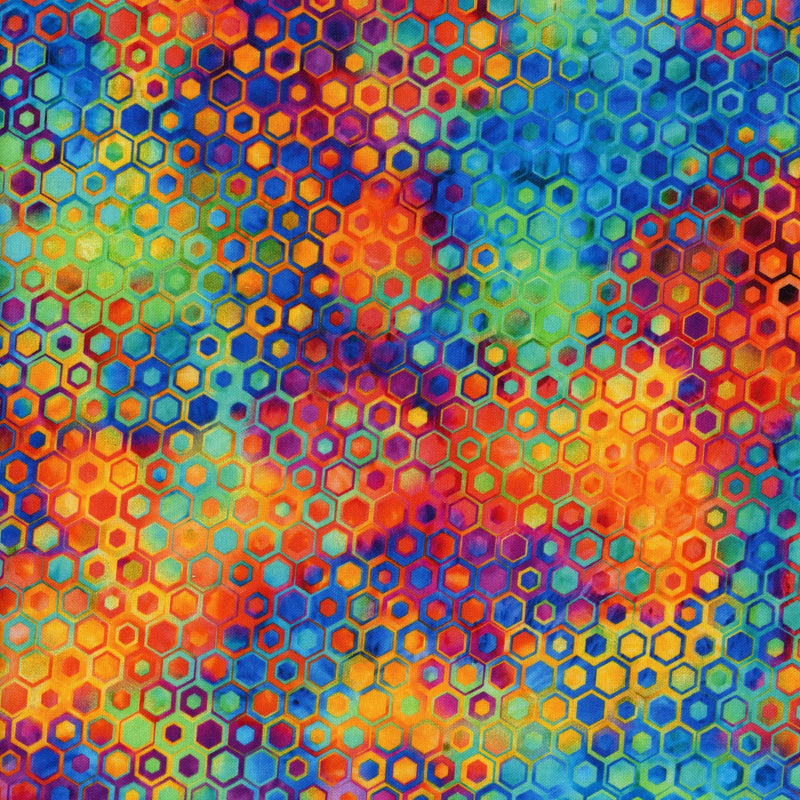 Robert Kaufman Phantasma Wide Fiesta - Patchwork and Quilting Fabric from Brown's Craft Shed (Tags: Fabric backing bold bright colourful multi patterns playful rainbow Robert Kaufman specialty watercolour wideback )