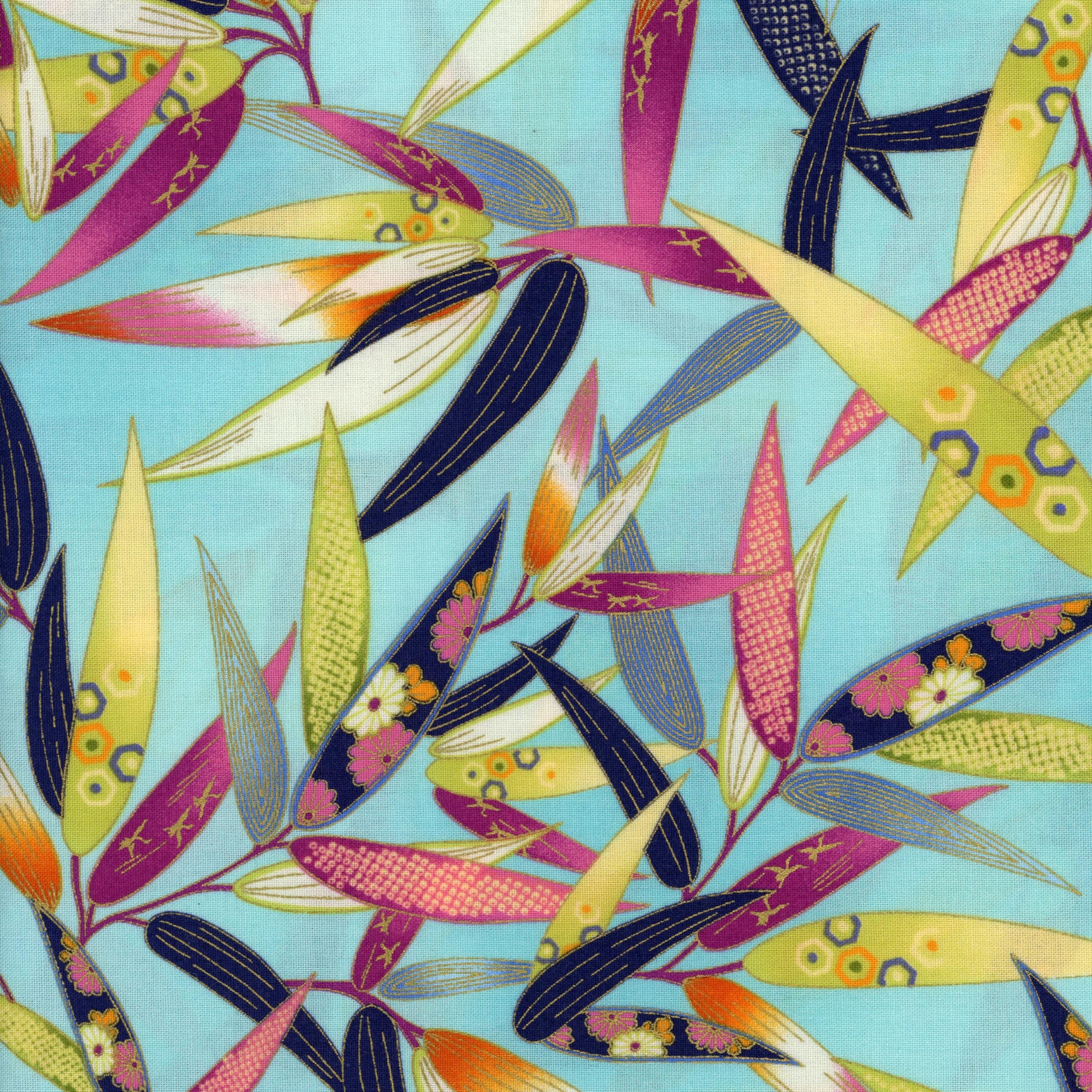Robert Kaufman Satsuki - Patchwork and Quilting Fabric from Brown's Craft Shed (Tags: Fabric aqua blue Floral green Japanese inspired modern multi nature navy pink plants Robert Kaufman Satsuki whimsical )