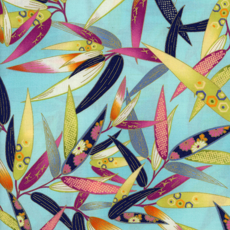 Robert Kaufman Satsuki - Patchwork and Quilting Fabric from Brown's Craft Shed (Tags: Fabric aqua blue Floral green Japanese inspired modern multi nature navy pink plants Robert Kaufman Satsuki whimsical )