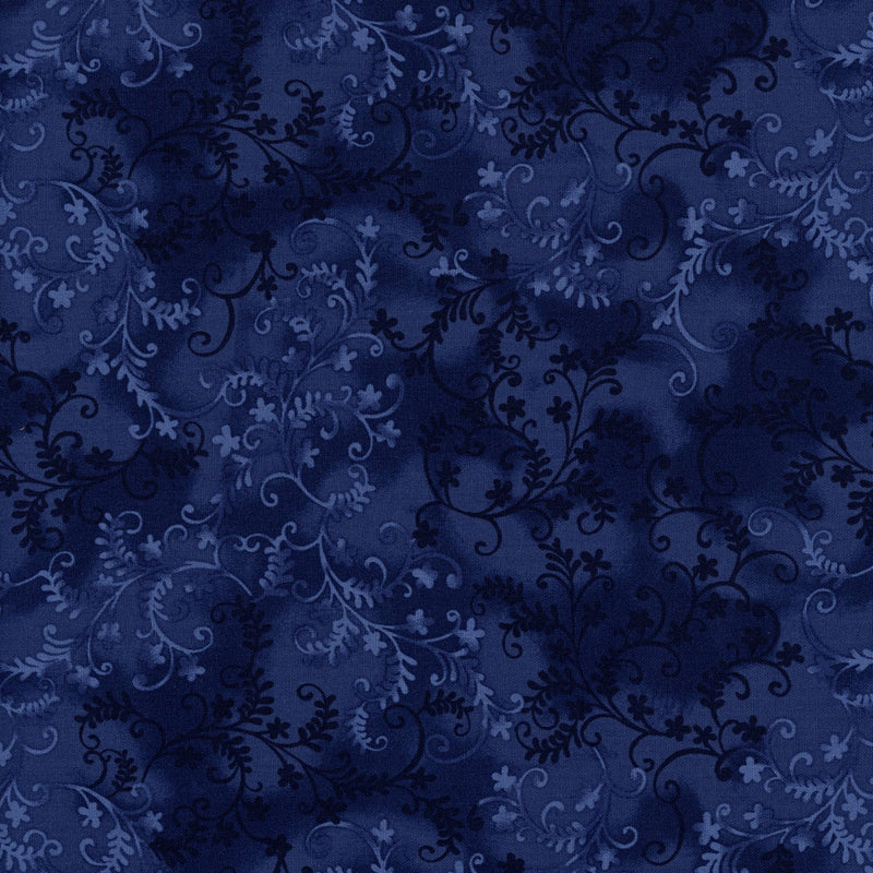 John Louden - Mystic Vine (Indigo) - Patchwork and Quilting Fabric from Brown's Craft Shed (Tags: Fabric blender blenders blue cool tones Floral indigo John Louden moody Mystic Vine nature navy patterns plants vines )