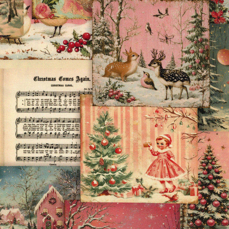Devonstone Collection Santa's Symphony - Patchwork and Quilting Fabric from Brown's Craft Shed (Tags: Fabric animal children christmas deer Devonstone Collection festive holiday multi novelty pink santa vintage )