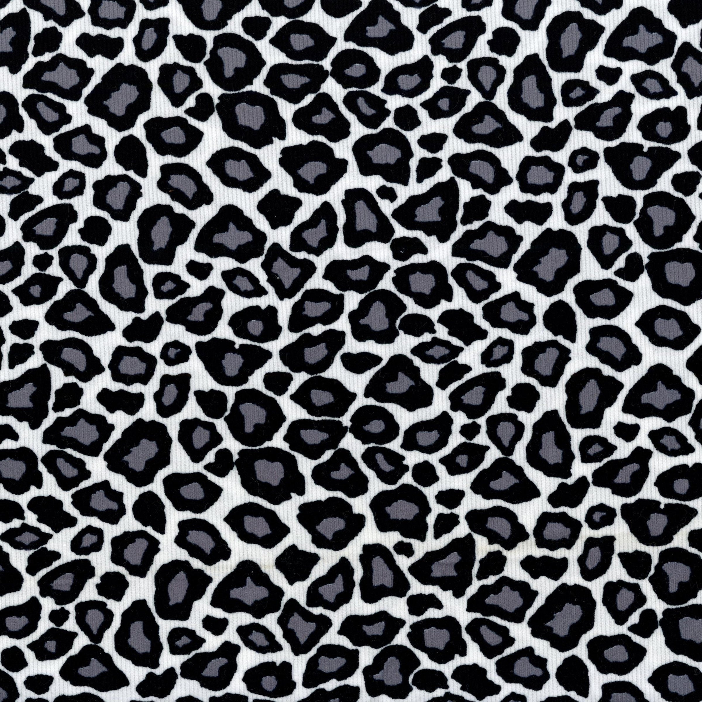Robert Kaufman Cool Cords Screen Print - Corduroy Print - Patchwork and Quilting Fabric from Brown's Craft Shed (Tags: Fabric animal animals Black Cool Cords corduroy grey leopard print modern monochrome Neutral novelty playful Robert Kaufman white )