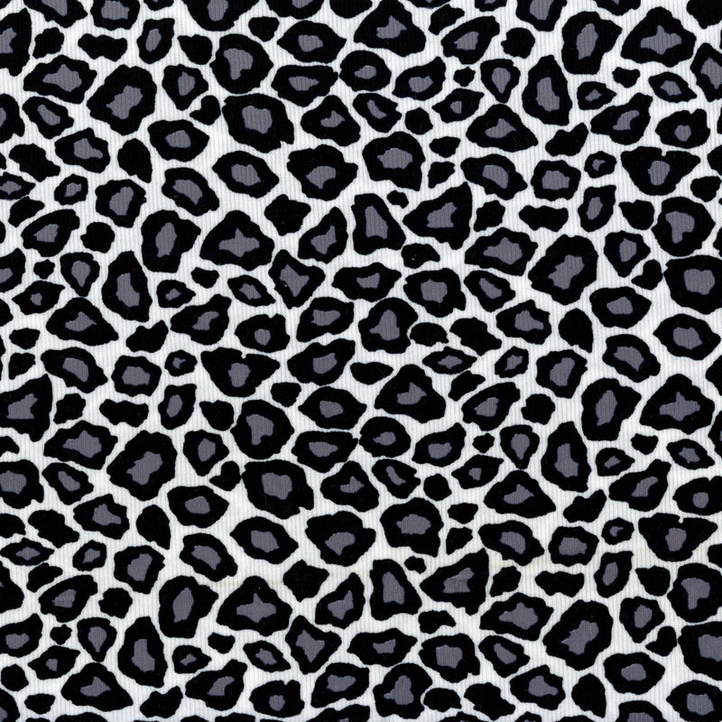 Robert Kaufman Cool Cords Screen Print - Corduroy Print - Patchwork and Quilting Fabric from Brown's Craft Shed (Tags: Fabric animal animals Black Cool Cords corduroy grey leopard print modern monochrome Neutral novelty playful Robert Kaufman white )