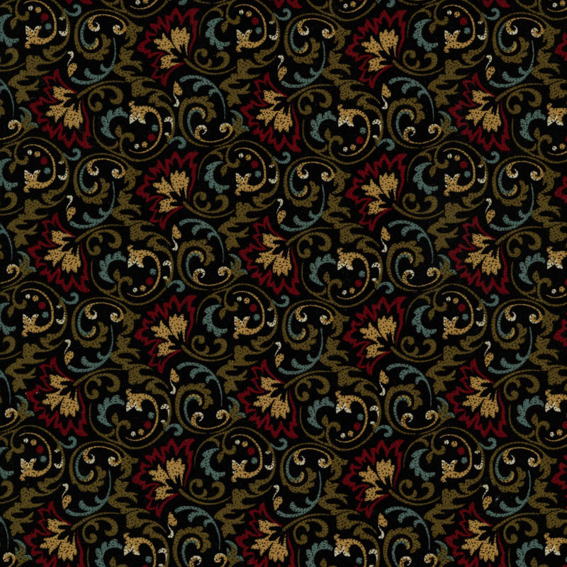 Xln Fabrics Hearthstone - Patchwork and Quilting Fabric from Brown's Craft Shed (Tags: Fabric Black Floral )