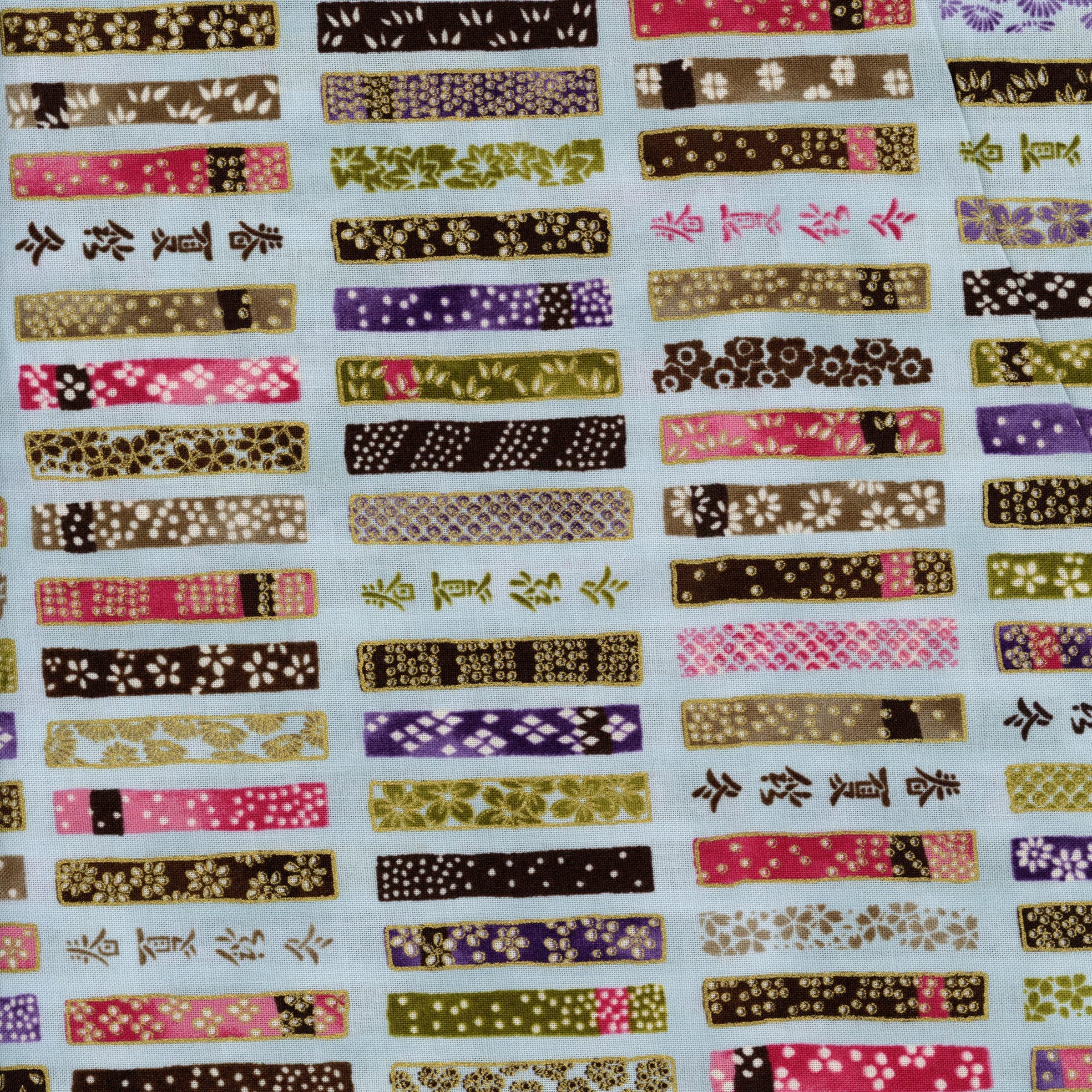 Robert Kaufman Satsuki - Patchwork and Quilting Fabric from Brown's Craft Shed (Tags: Fabric gold green Japanese inspired multi patterns pink purple Robert Kaufman Satsuki traditional )