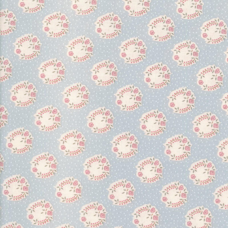 Vero's World by Gutermann - Blue Rose Cameo - Patchwork and Quilting Fabric from Brown's Craft Shed (Tags: Fabric blue children cream Floral pastel patterns playful rose whimsical )