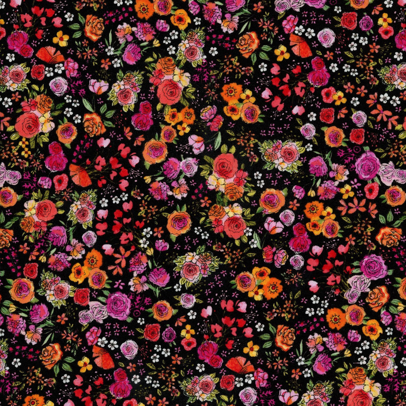 Timeless Treasures Small Florals - Patchwork and Quilting Fabric from Brown's Craft Shed (Tags: Fabric Black Floral multi pink )