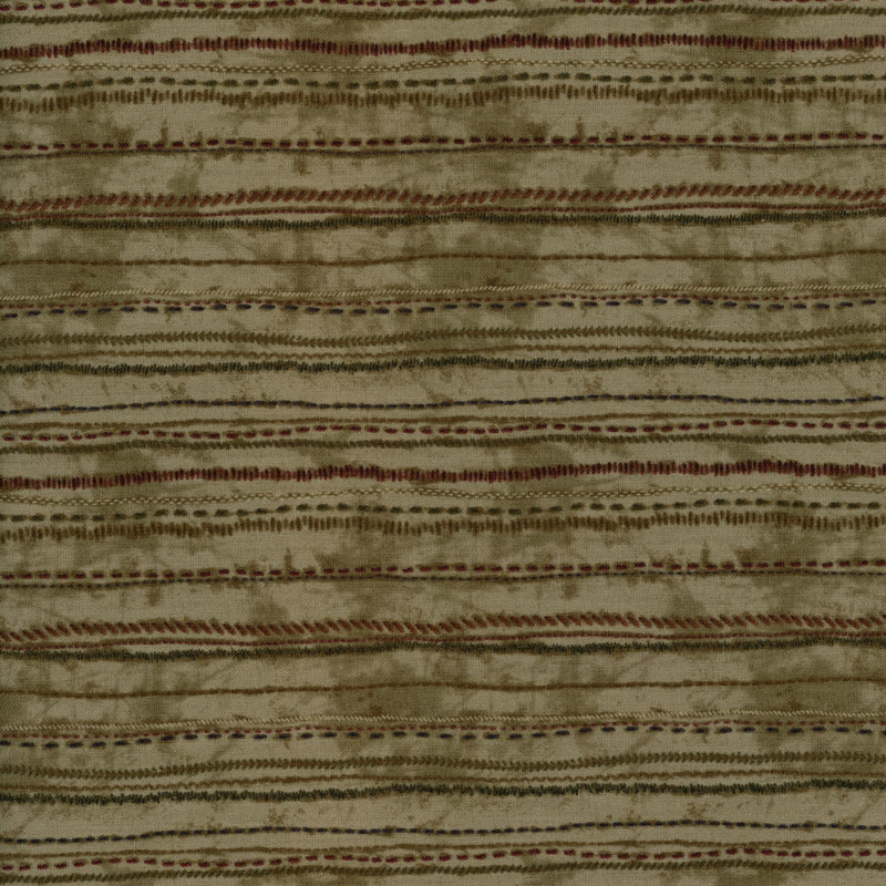 Red Rooster Fabrics Tangled Threads by Terri Degenkolb - Patchwork and Quilting Fabric from Brown's Craft Shed (Tags: Fabric blender Brown green lines Neutral rustic textures )