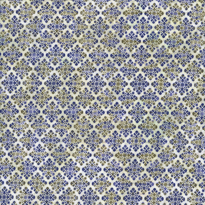 In The Beginning Fabrics - Carpet Bag Romance by Jason Yenter - Patchwork and Quilting Fabric from Brown's Craft Shed (Tags: Fabric blender blue Carpet Bag Romance damask Geometric Jason Yenter mosaic Neutral olive ornate patterns textures vintage )