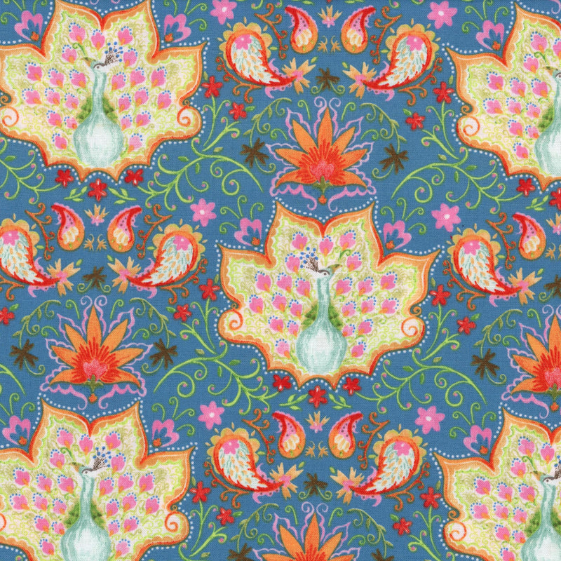 Ana Davis Season of Love - Patchwork and Quilting Fabric from Brown's Craft Shed (Tags: Fabric Ana Davis birds blue Floral flowers green nature orange paisley patterns peacock pink Season of Love teal whimsical )