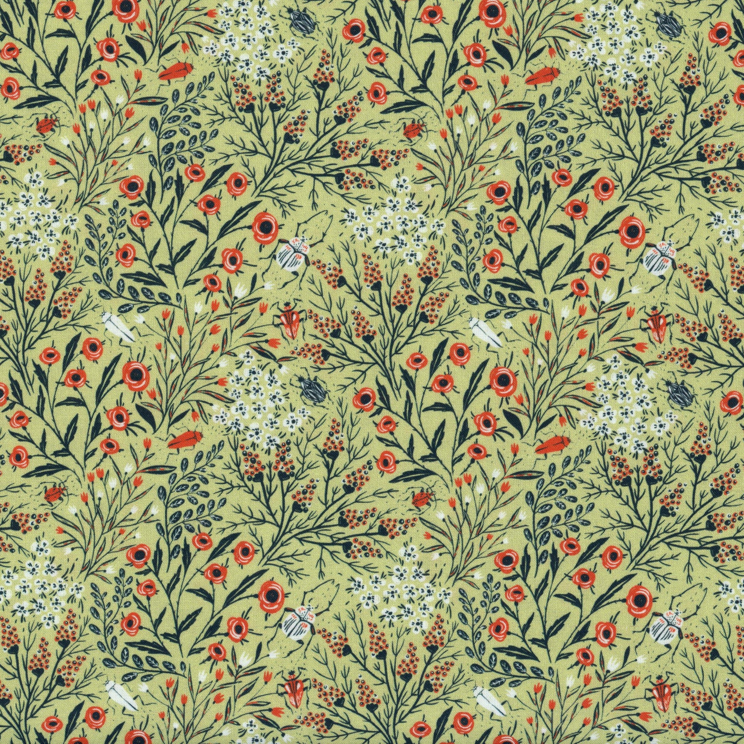 In The Beginning Fabrics - Whimsy - Patchwork and Quilting Fabric from Brown's Craft Shed (Tags: Fabric green insects red Whimsy )
