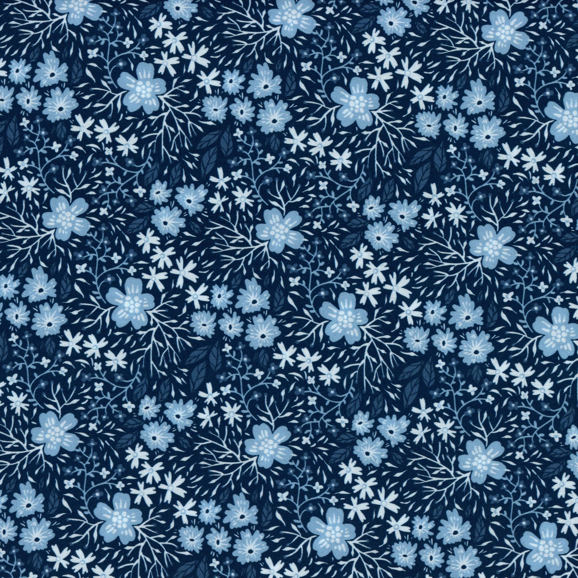 In The Beginning Fabrics - Whimsy - Patchwork and Quilting Fabric from Brown's Craft Shed (Tags: Fabric blender blue classic Floral flowers garden nature navy plants traditional vines Whimsy white )