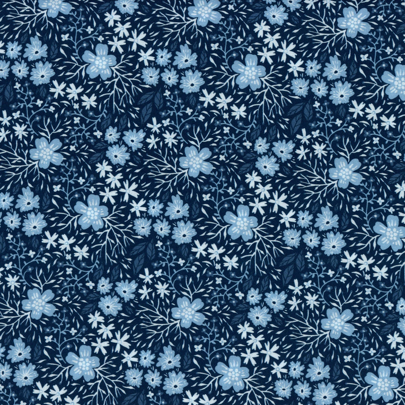 In The Beginning Fabrics - Whimsy - Patchwork and Quilting Fabric from Brown's Craft Shed (Tags: Fabric blender blue classic Floral flowers garden nature navy plants traditional vines Whimsy white )