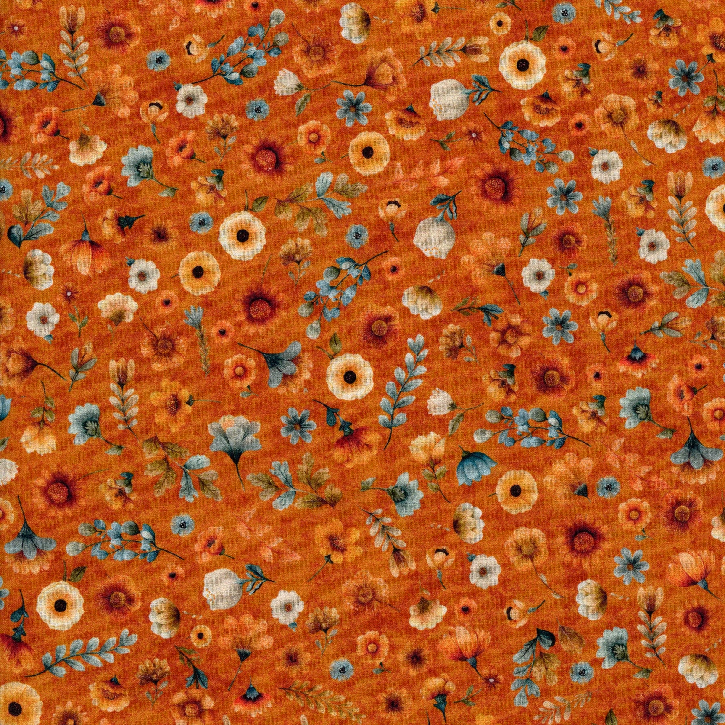 QT Fabrics Harvest Hollow by Morris Creative Group - Patchwork and Quilting Fabric from Brown's Craft Shed (Tags: Fabric autumn botanical Floral flowers garden Harvest Hollow Morris Creative Group nature orange QT Fabrics rustic vintage style warm tones )