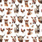Devonstone Collection Coops Farm - Patchwork and Quilting Fabric from Brown's Craft Shed (Tags: Fabric alpaca animal animals children cow Devonstone Collection donkey farm novelty patchwork pig playful quilting rooster rustic white )