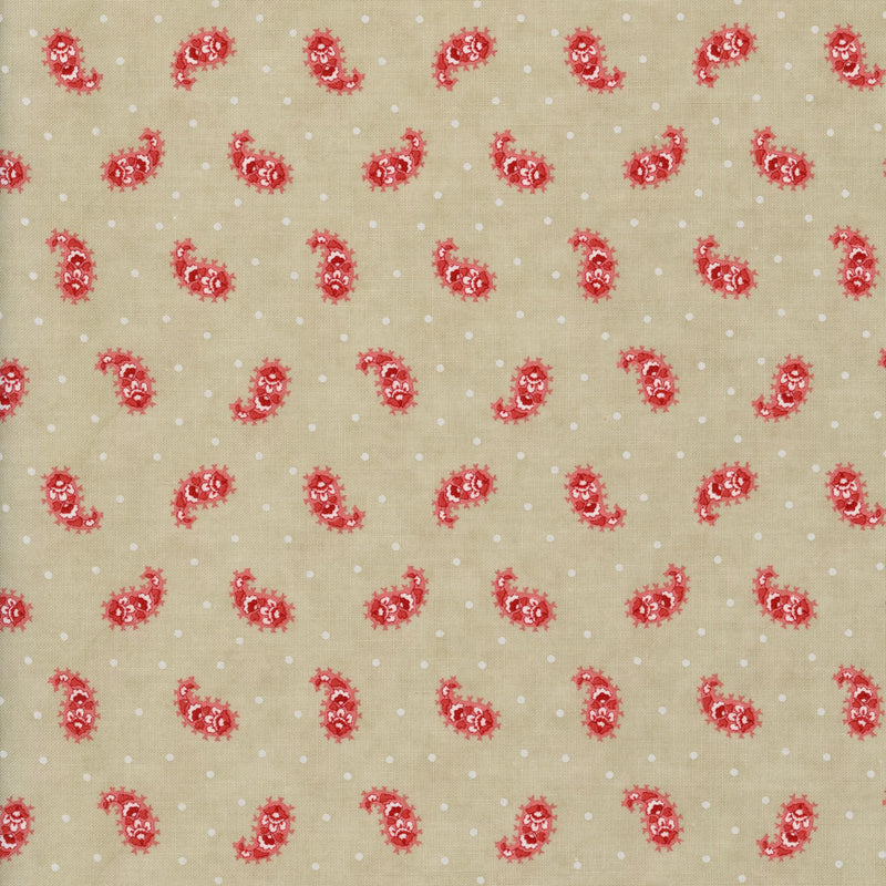 Moda Fabrics - Ridgewood by Minick & Simpson - Patchwork and Quilting Fabric from Brown's Craft Shed (Tags: Fabric beige classic cream dots Minick & Simpson Moda paisley playful polka dots red Ridgewood traditional vintage )