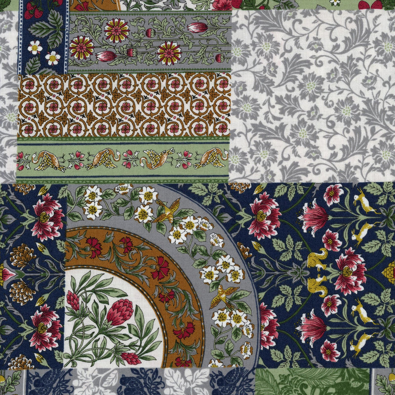 Windham Fabrics - Enchanted Woods by Terri Degenkolb - Patchwork and Quilting Fabric from Brown's Craft Shed (Tags: Fabric birds blue cream Enchanted Woods Floral green multi nature navy patchwork Terri Degenkolb vintage whimsical Windham Fabrics woodland )