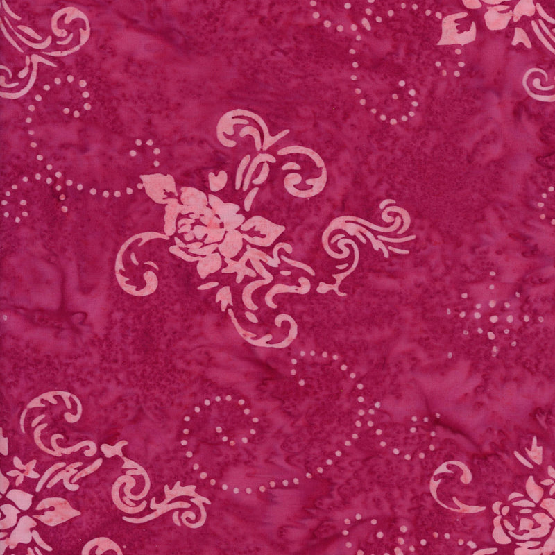 Lloyd Curzon Batik - Patchwork and Quilting Fabric from Brown's Craft Shed (Tags: Fabric batik Lloyd Curzon pink scrolls )