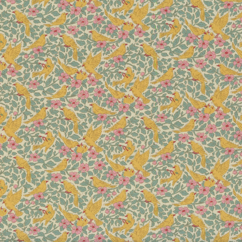 Tilda Songbird - Ava Teal - Patchwork and Quilting Fabric from Brown's Craft Shed (Tags: Fabric birds cottage Floral green nature pink plants teal Tilda Tilda Songbird vintage whimsical )
