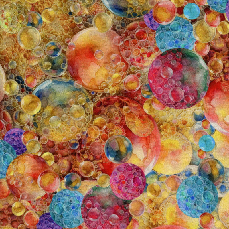 Hoffman Fabrics Bubblelicious by Marlies - Patchwork and Quilting Fabric from Brown's Craft Shed (Tags: Fabric abstract blender bright bubbles circles colourful Hoffman Fabrics Marlies modern multi playful rainbow textures watercolour )