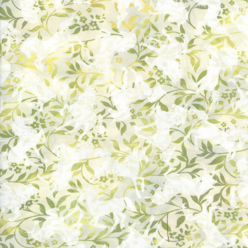 In The Beginning Fabrics - Unicorns - Patchwork and Quilting Fabric from Brown's Craft Shed (Tags: Fabric blender blenders cream Floral garden green nature Neutral soft Unicorns vines watercolour )