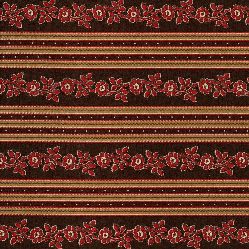Andover Little House on the Prairie - Rose Strips - Patchwork and Quilting Fabric from Brown's Craft Shed (Tags: Fabric Andover borders Brown Floral heritage Little House on the Prairie patchwork red rustic Stripes )