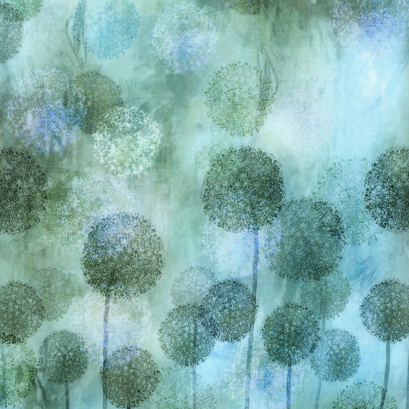 Hoffman Fabrics Bluegrass Jewel Basin - Patchwork and Quilting Fabric from Brown's Craft Shed (Tags: Fabric blue Floral garden green Hoffman Fabrics nature plants stocktake-reactivated textures trees watercolour woodland )