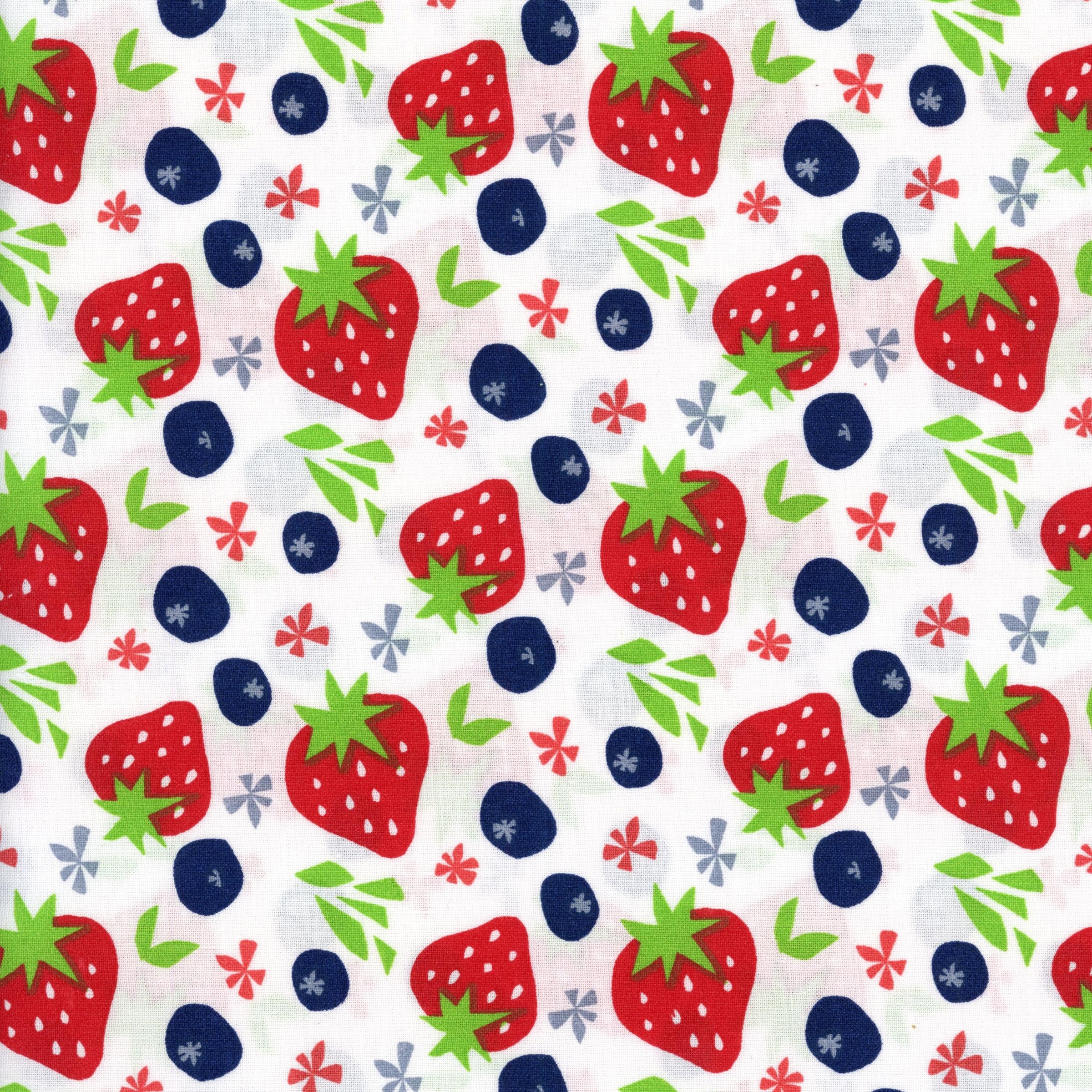 Sullivans Strawberries & Blueberries - Patchwork and Quilting Fabric from Brown's Craft Shed (Tags: Fabric blue blueberries fruit green kitchen red strawberries Sullivans summer )