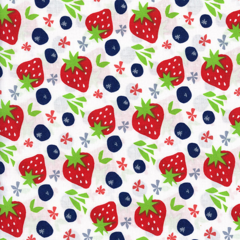 Sullivans Strawberries & Blueberries - Patchwork and Quilting Fabric from Brown's Craft Shed (Tags: Fabric blue blueberries fruit green kitchen red strawberries Sullivans summer )