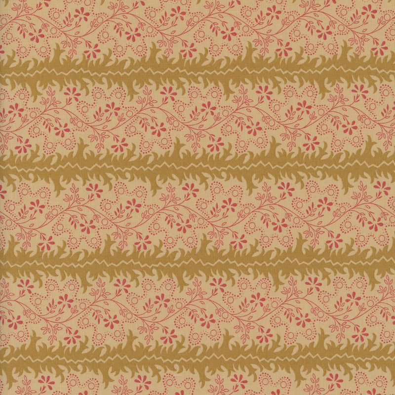 Moda Fabrics - Sticks & Stones by Laundry Basket - Patchwork and Quilting Fabric from Brown's Craft Shed (Tags: Fabric blender classic Floral Geometric gold Laundry Basket Quilts Moda patchwork pink quilting Sticks & Stones Stripes traditional vine vintage )