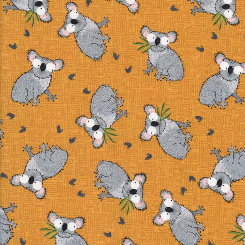 Nutex Little Creatures by Susan Wheeler Design - Patchwork and Quilting Fabric from Brown's Craft Shed (Tags: Fabric animal australiana children green grey koala Little Creatures nature novelty Nutex playful Susan Wheeler Design wildlife Yellow )